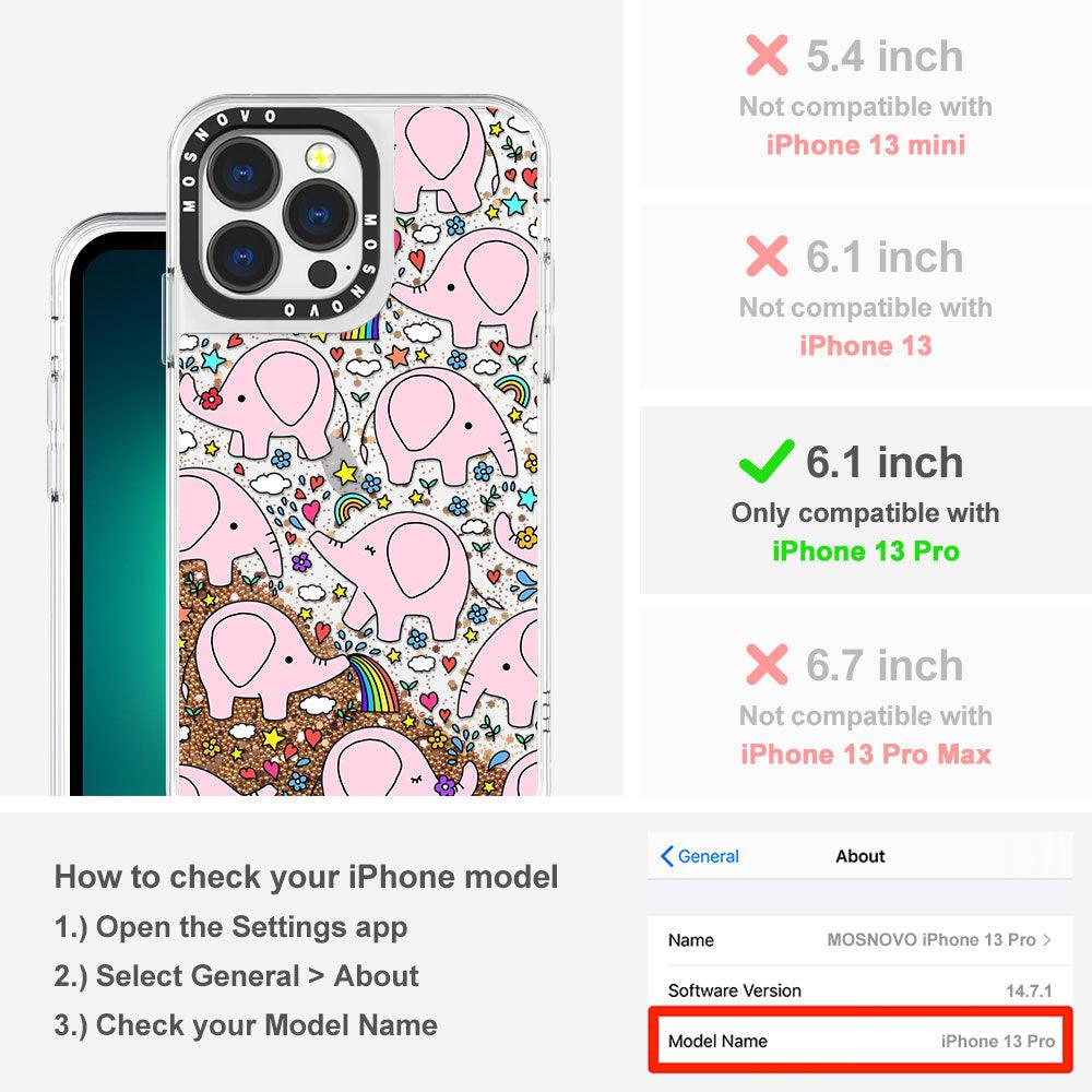 Pink Elephant Glitter Phone Case - iPhone 13 Pro Case - MOSNOVO
