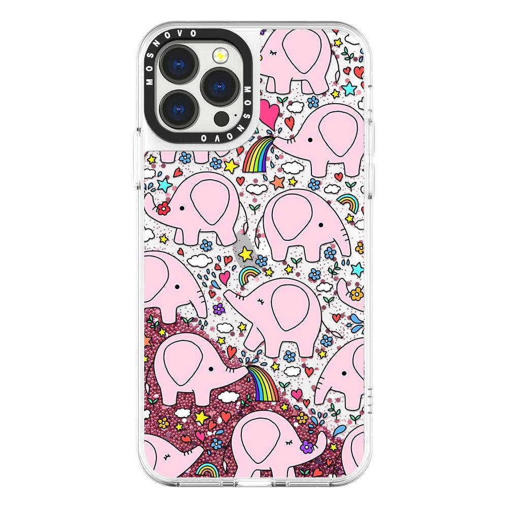 Pink Elephant Glitter Phone Case - iPhone 13 Pro Max Case - MOSNOVO