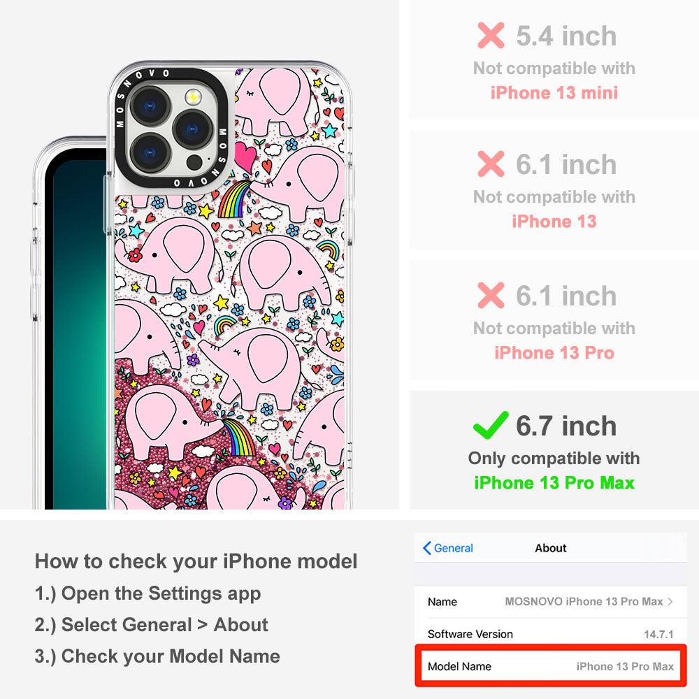 Pink Elephant Glitter Phone Case - iPhone 13 Pro Max Case - MOSNOVO