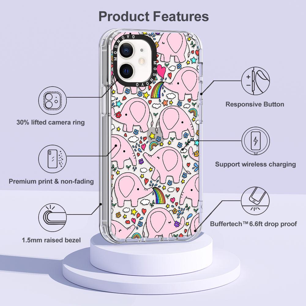 Pink Elephant Phone Case - iPhone 12 Case - MOSNOVO