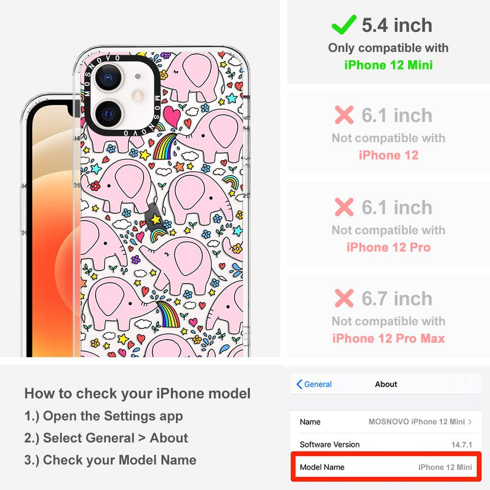Pink Elephant Phone Case - iPhone 12 Mini Case - MOSNOVO