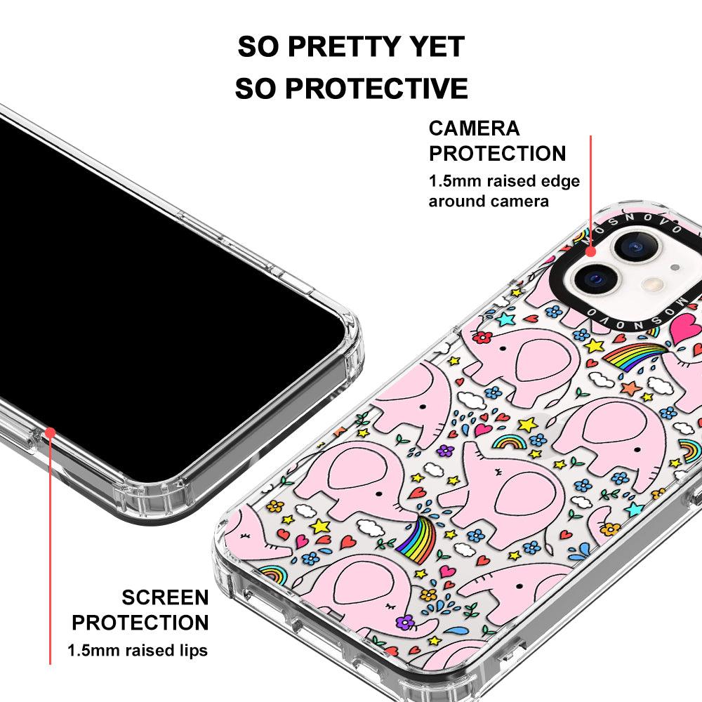 Pink Elephant Phone Case - iPhone 12 Mini Case - MOSNOVO