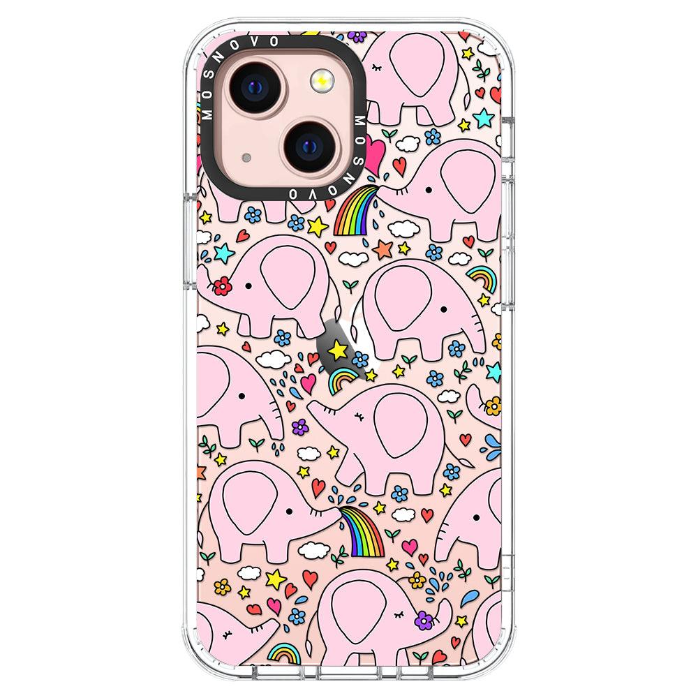 Pink Elephant Phone Case - iPhone 13 Mini Case - MOSNOVO