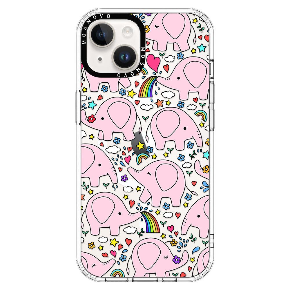 Pink Elephant Phone Case - iPhone 14 Plus Case - MOSNOVO