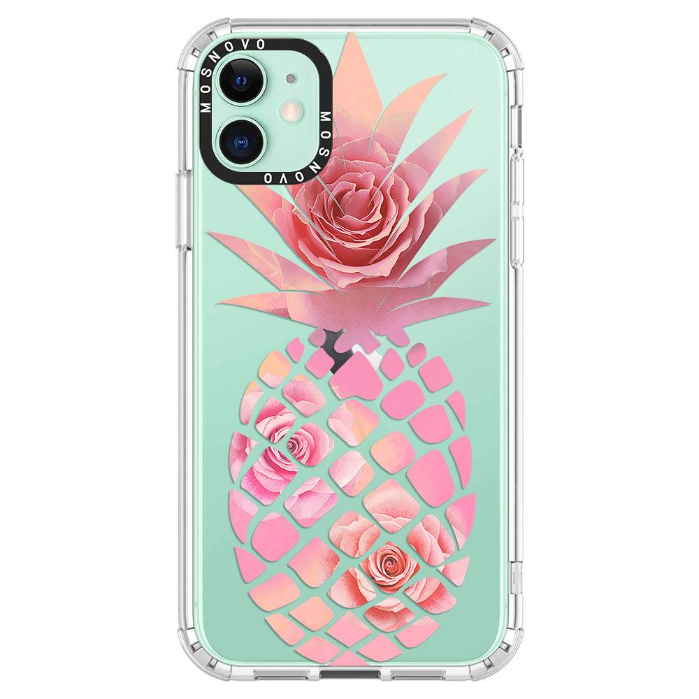 Pink Floral Pineapple Phone Case - iPhone 11 Case - MOSNOVO