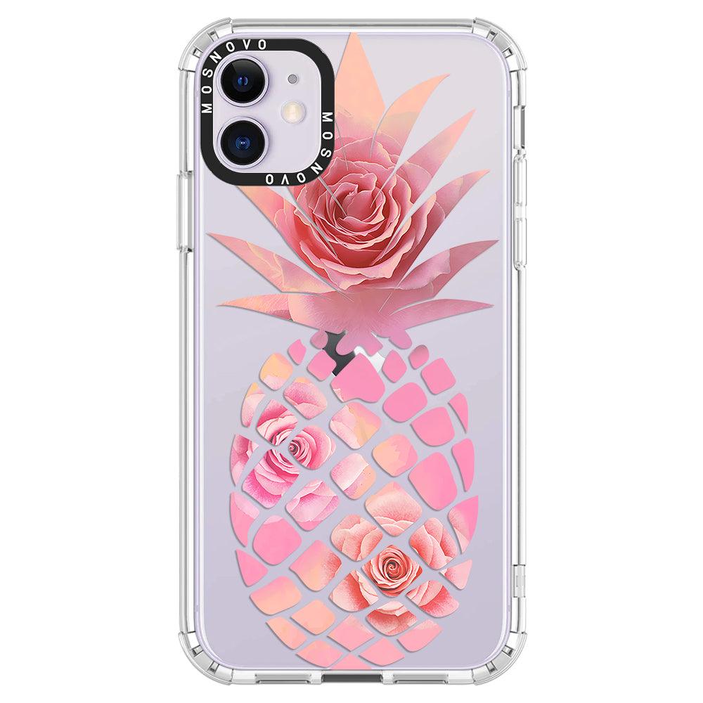 Pink Floral Pineapple Phone Case - iPhone 11 Case - MOSNOVO