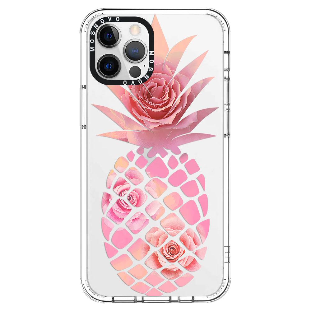 Pink Floral Pineapple Phone Case - iPhone 12 Pro Case - MOSNOVO