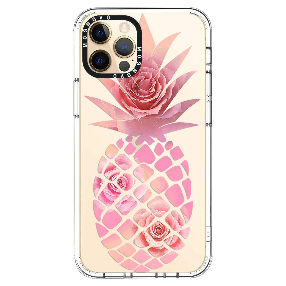 Pink Floral Pineapple Phone Case - iPhone 12 Pro Max Case - MOSNOVO