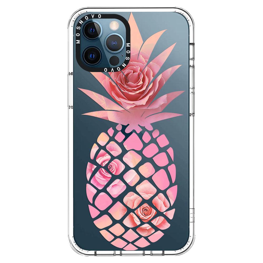 Pink Floral Pineapple Phone Case - iPhone 12 Pro Max Case - MOSNOVO