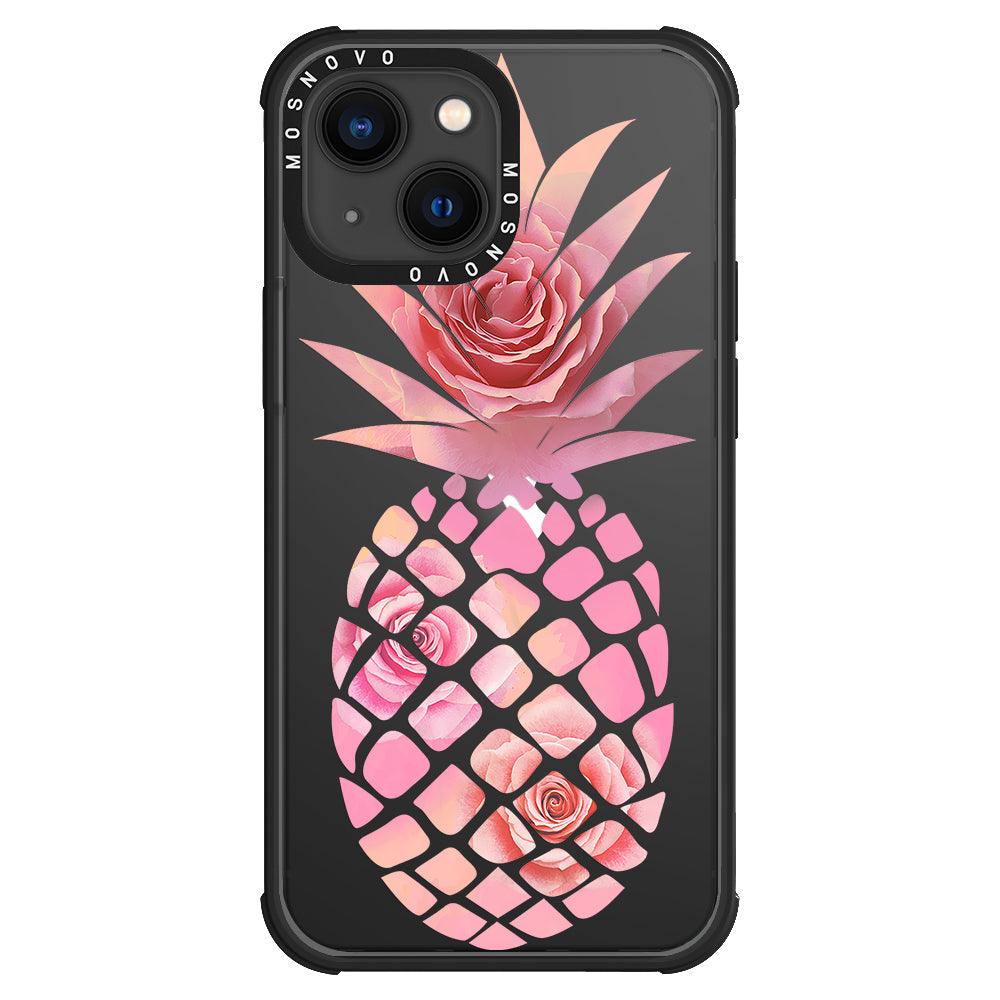 Pink Floral Pineapple Phone Case - iPhone 13 Case - MOSNOVO