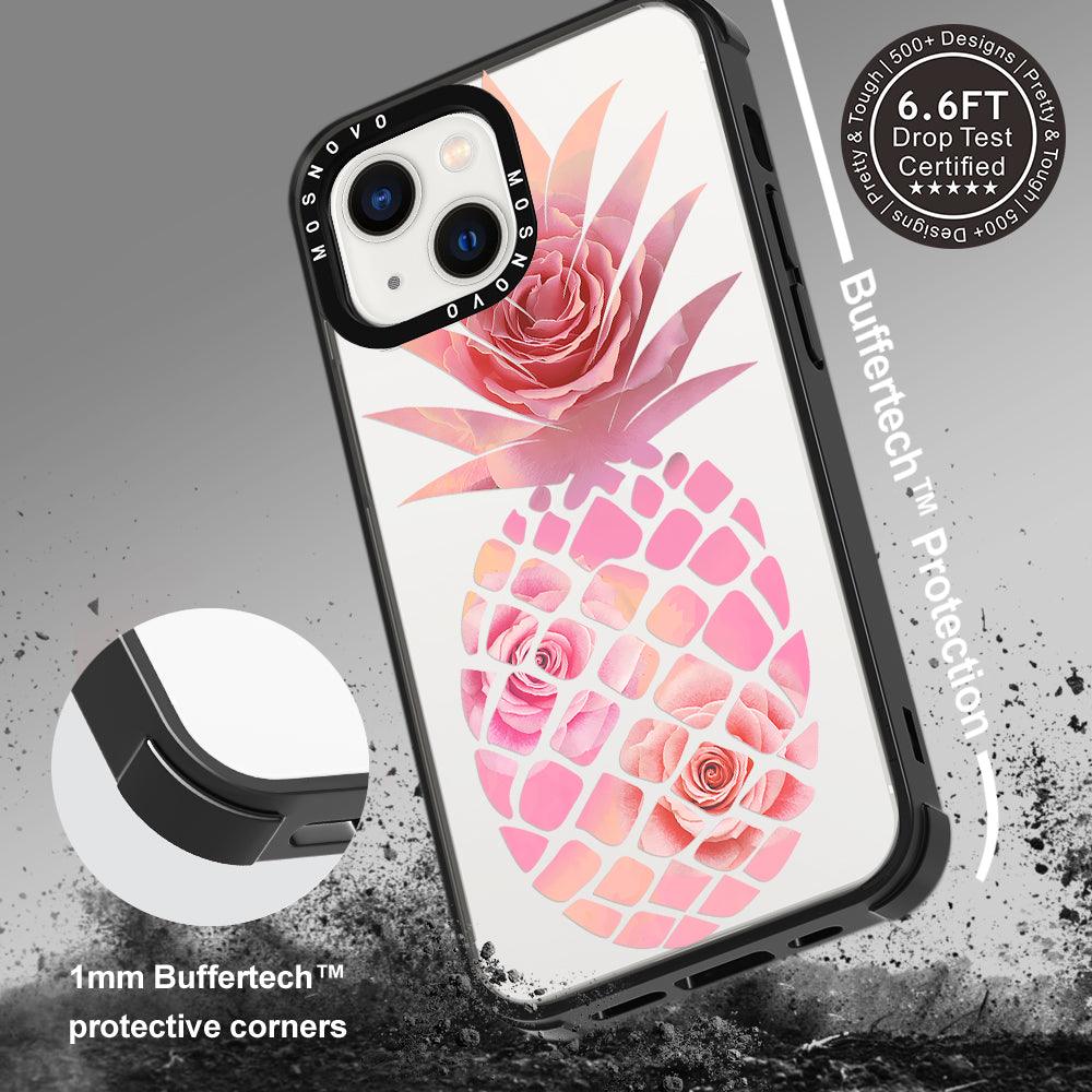 Pink Floral Pineapple Phone Case - iPhone 13 Case - MOSNOVO