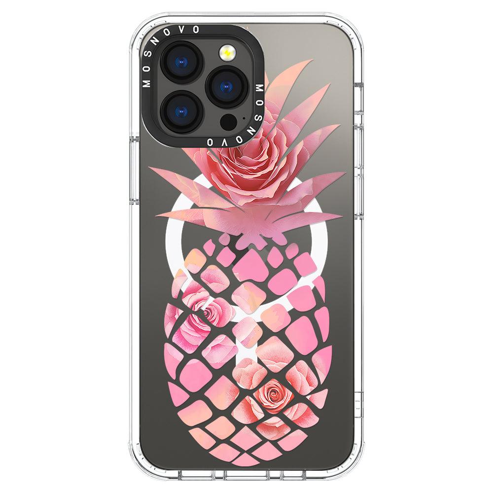 Pink Floral Pineapple Phone Case - iPhone 13 Pro Case - MOSNOVO