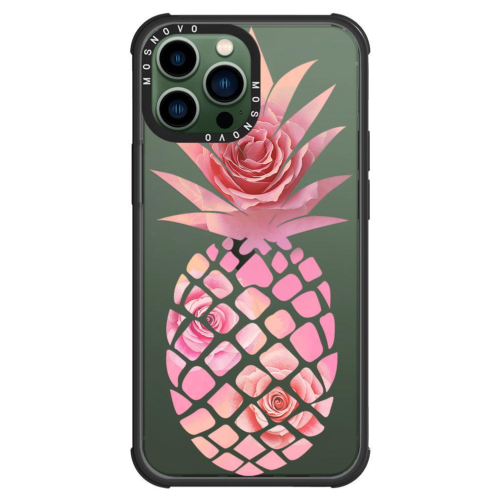 Pink Floral Pineapple Phone Case - iPhone 13 Pro Max Case - MOSNOVO