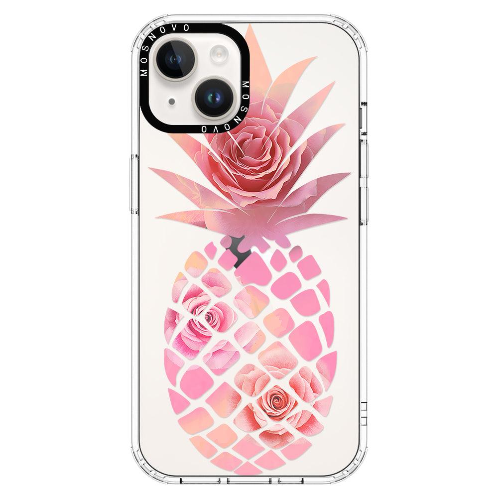 Pink Floral Pineapple Phone Case - iPhone 14 Case - MOSNOVO