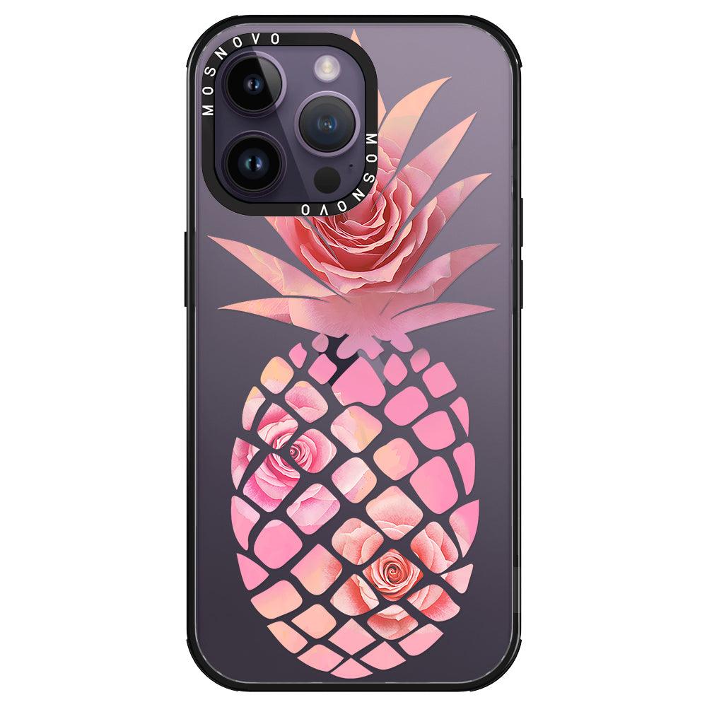 Pink Floral Pineapple Phone Case - iPhone 14 Pro Max Case - MOSNOVO