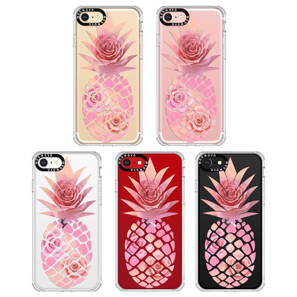 Pink Floral Pineapple Phone Case - iPhone 8 Case - MOSNOVO