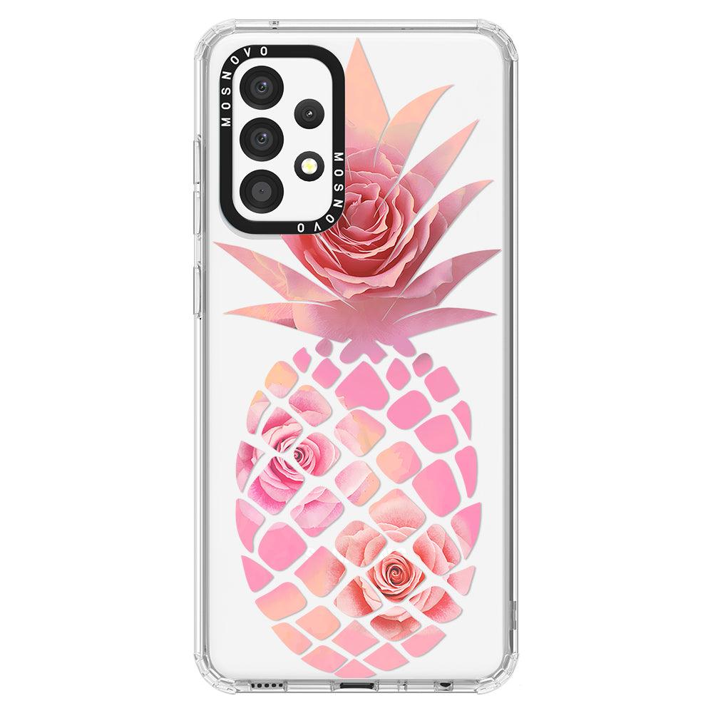 Pink Floral Pineapple Phone Case - Samsung Galaxy A52 & A52s Case - MOSNOVO
