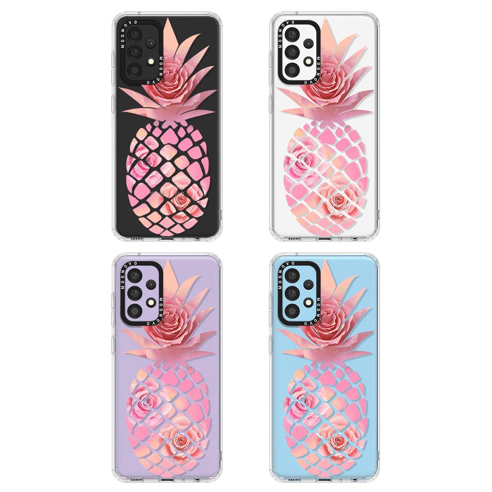 Pink Floral Pineapple Phone Case - Samsung Galaxy A52 & A52s Case - MOSNOVO