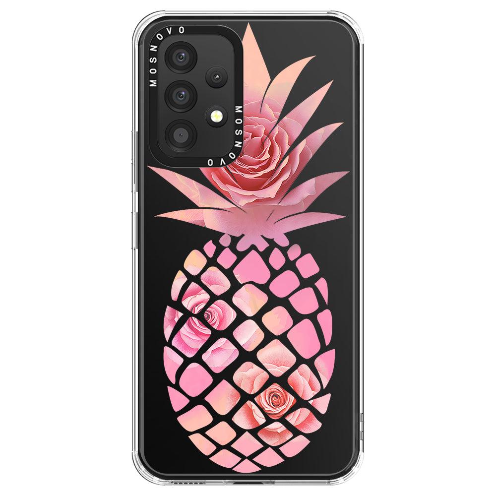 Pink Floral Pineapple Phone Case - Samsung Galaxy A53 Case - MOSNOVO