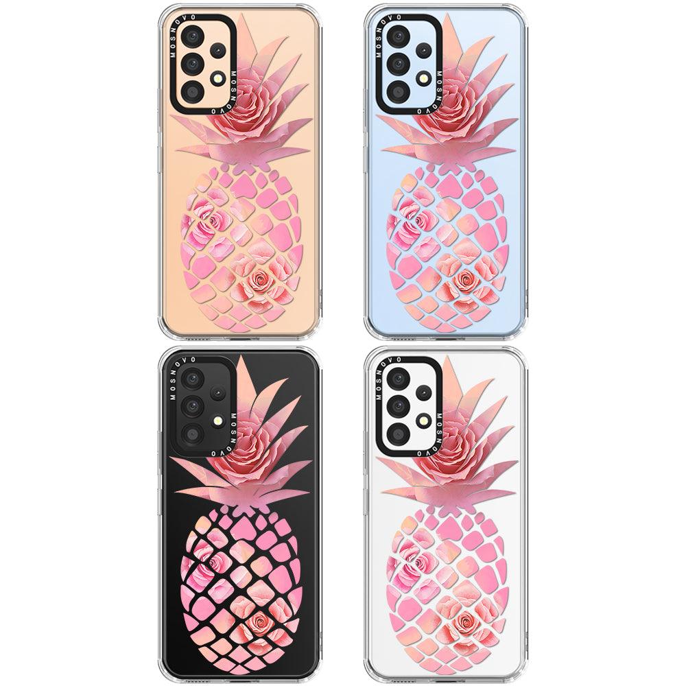 Pink Floral Pineapple Phone Case - Samsung Galaxy A53 Case - MOSNOVO