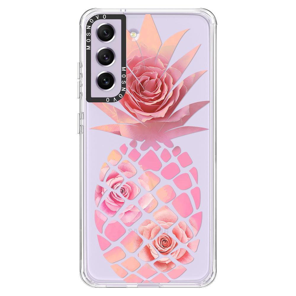 Pink Floral Pineapple Phone Case - Samsung Galaxy S21 FE Case - MOSNOVO