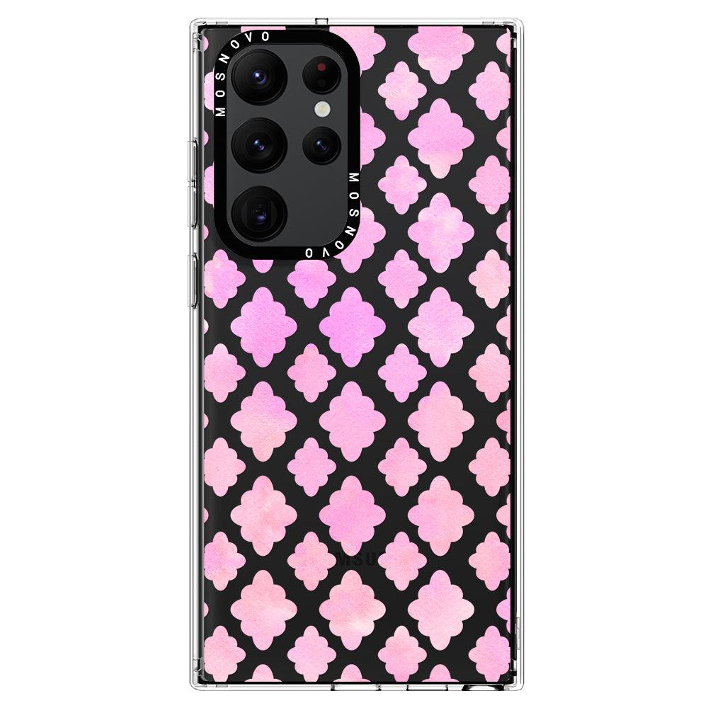 Pink Flower Diamond Phone Case - Samsung Galaxy S22 Ultra Case - MOSNOVO