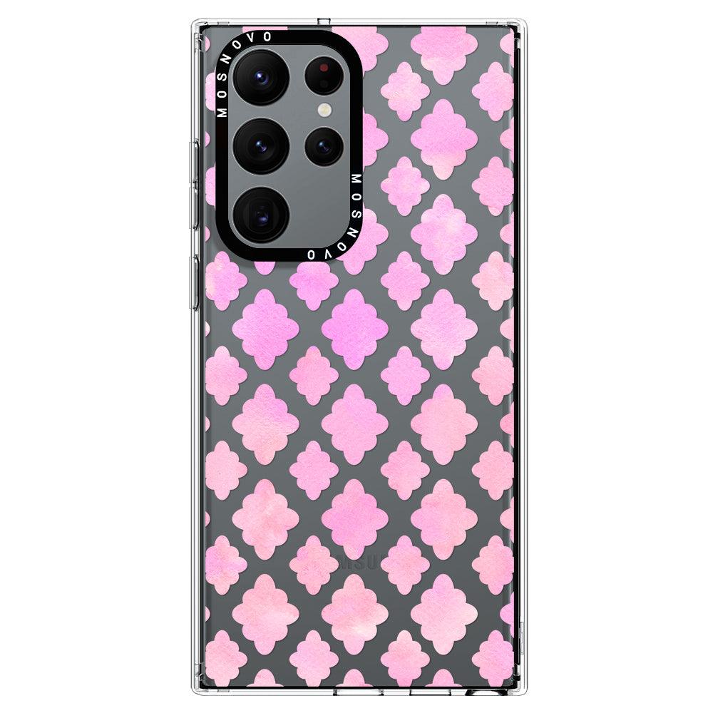 Pink Flower Diamond Phone Case - Samsung Galaxy S22 Ultra Case - MOSNOVO