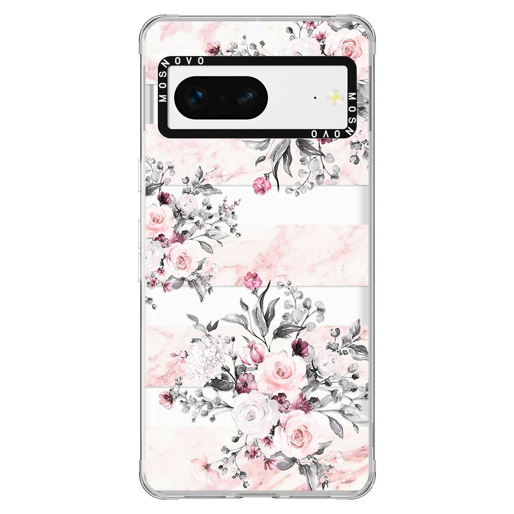 Pink Flower Marble Phone Case - Google Pixel 7 Case - MOSNOVO