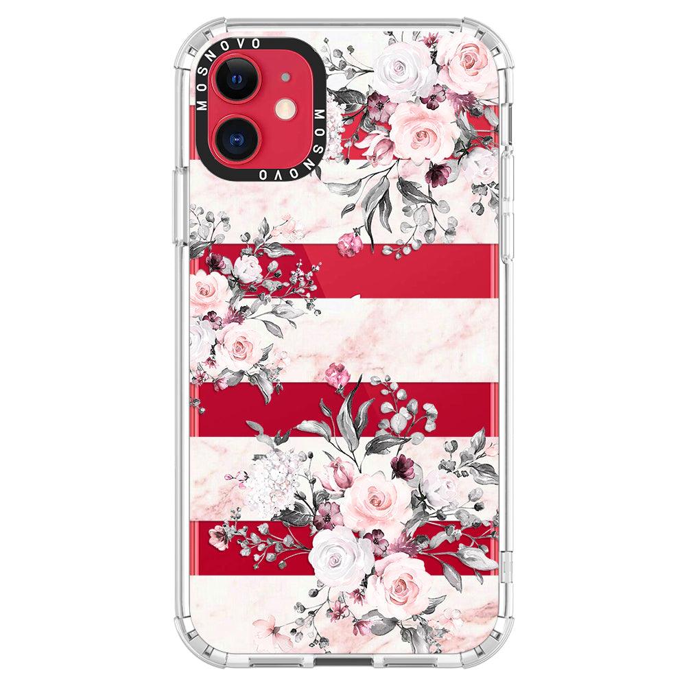 Pink Marble Flowers Phone Case - iPhone 11 Case - MOSNOVO