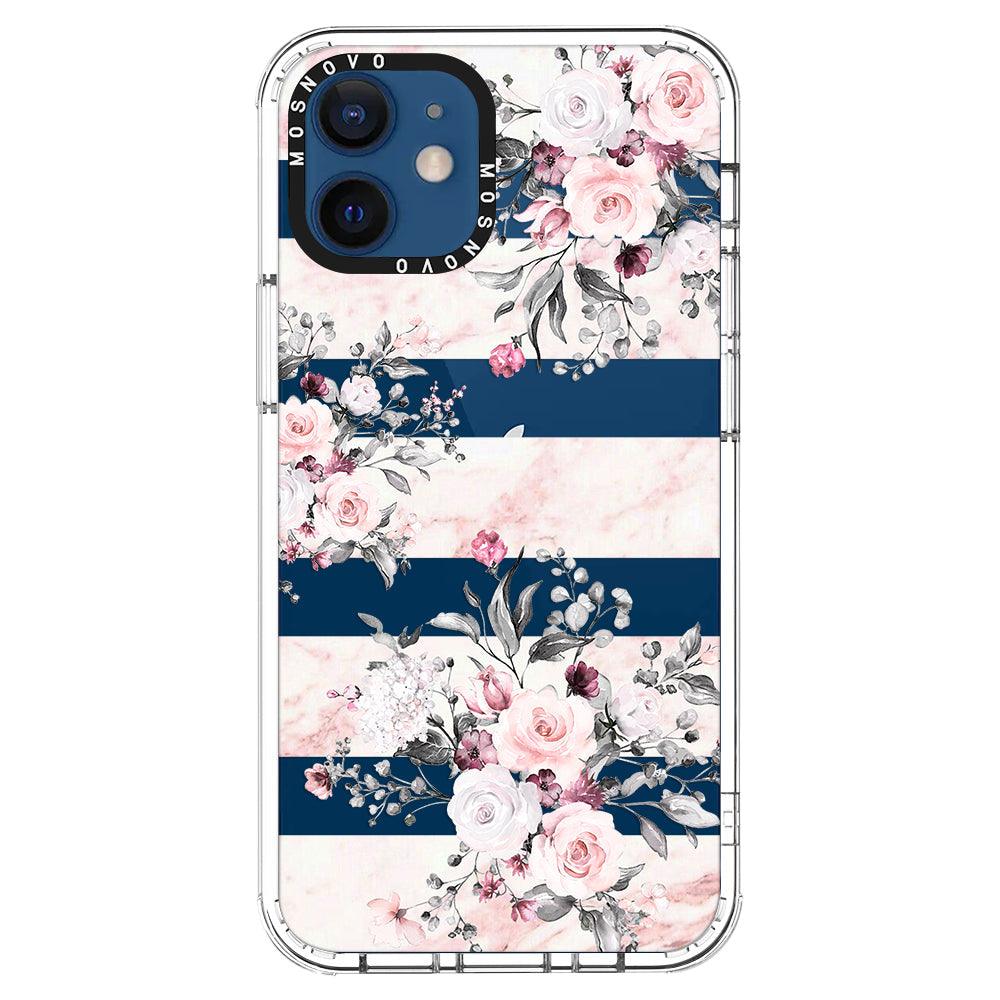 Pink Marble Flowers Phone Case - iPhone 12 Case - MOSNOVO