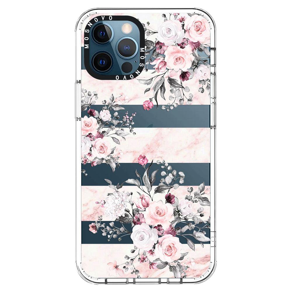 Pink Marble Flowers Phone Case - iPhone 12 Pro Max Case - MOSNOVO