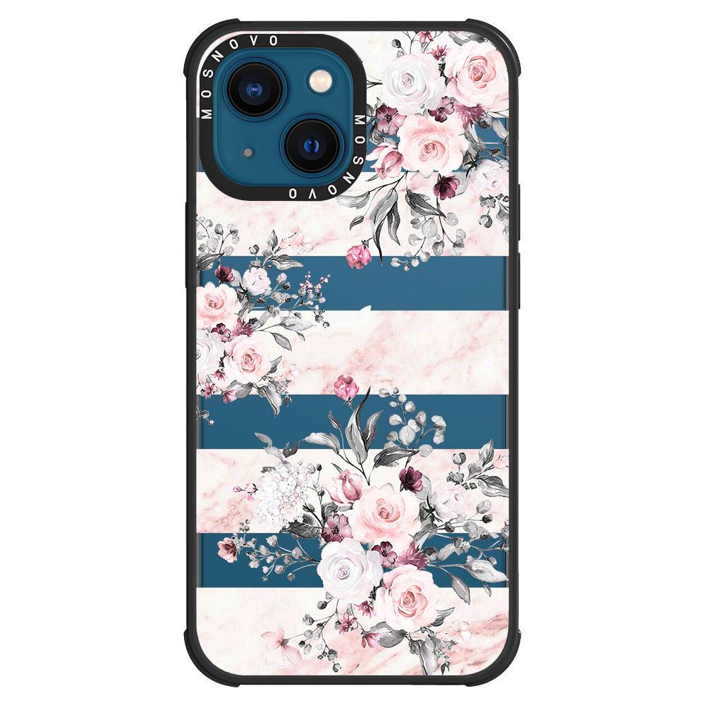 Pink Marble Flowers Phone Case - iPhone 13 Case - MOSNOVO