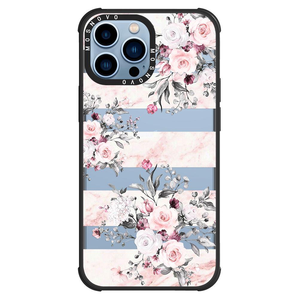 Pink Marble Flowers Phone Case - iPhone 13 Pro Max Case - MOSNOVO