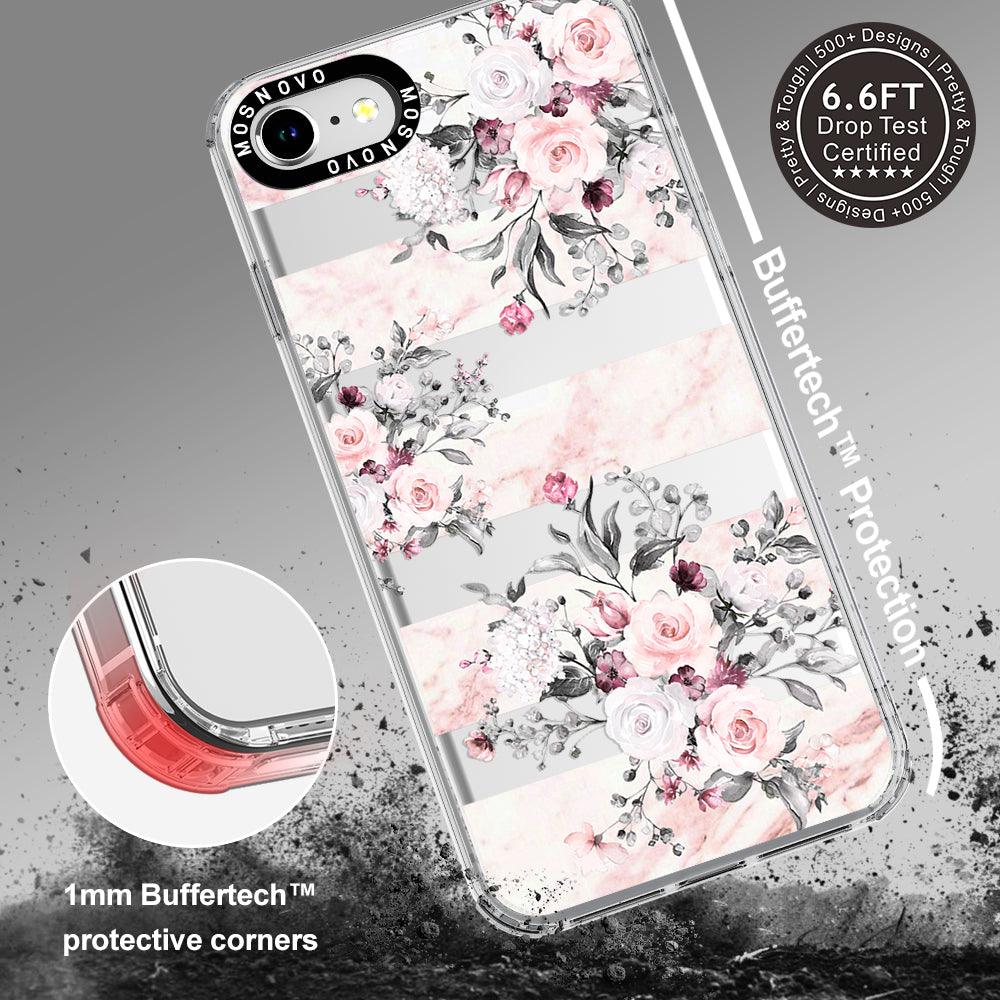 Pink Marble Flowers Phone Case - iPhone 7 Case - MOSNOVO