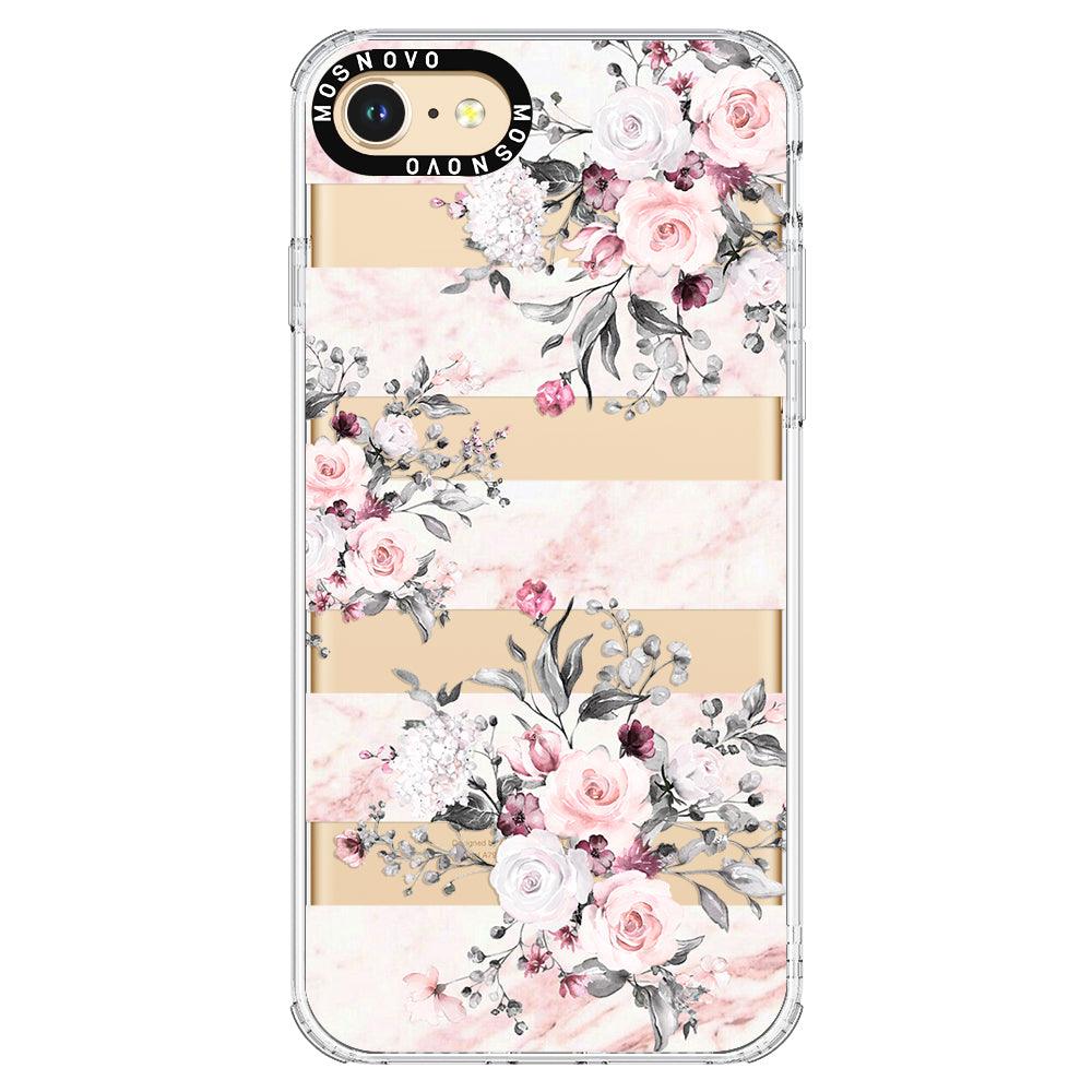Pink Marble Flowers Phone Case - iPhone 8 Case - MOSNOVO