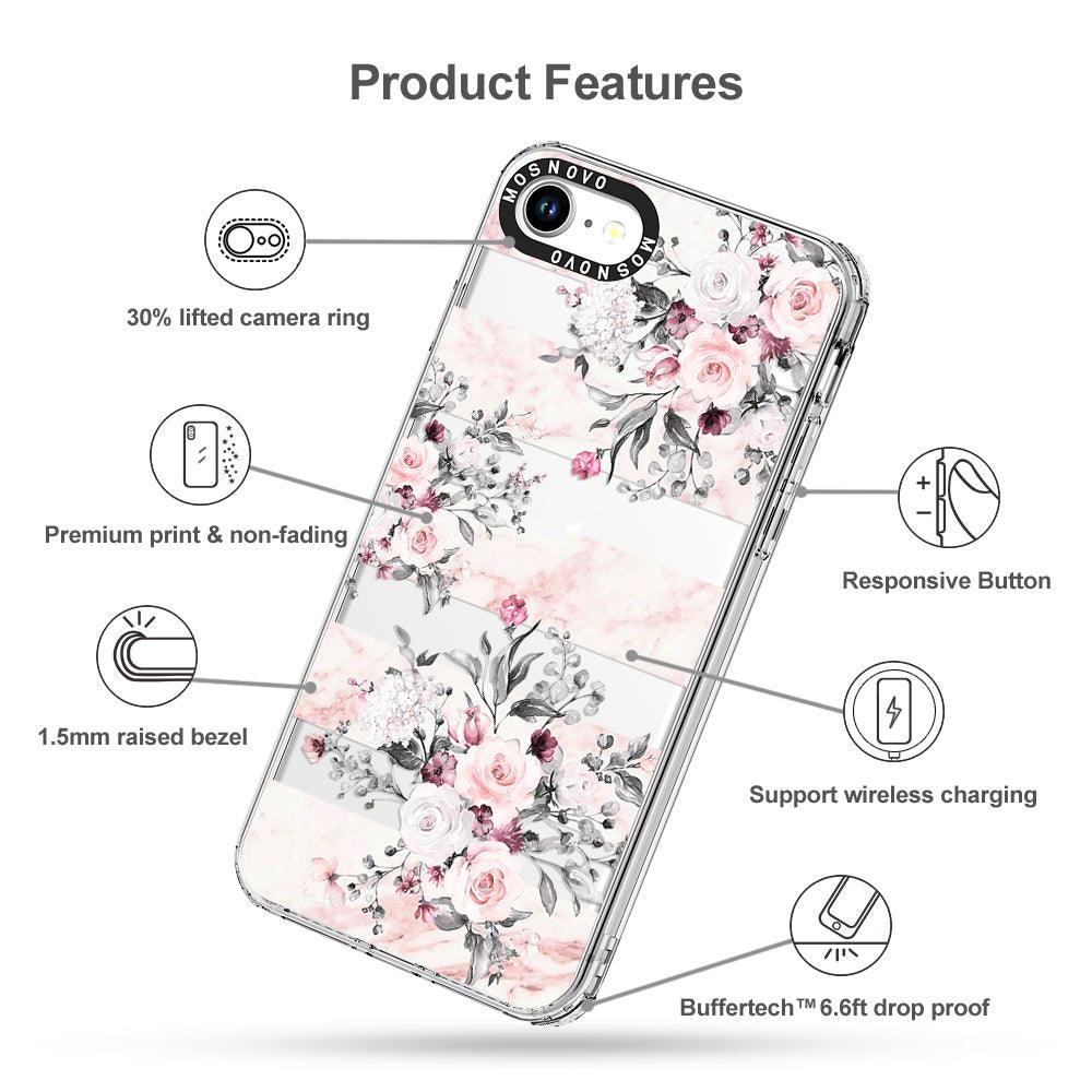 Pink Marble Flowers Phone Case - iPhone SE 2020 Case - MOSNOVO
