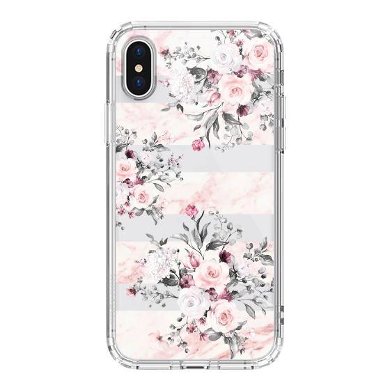 Pink Marble Flowers Phone Case - iPhone XS Case - MOSNOVO