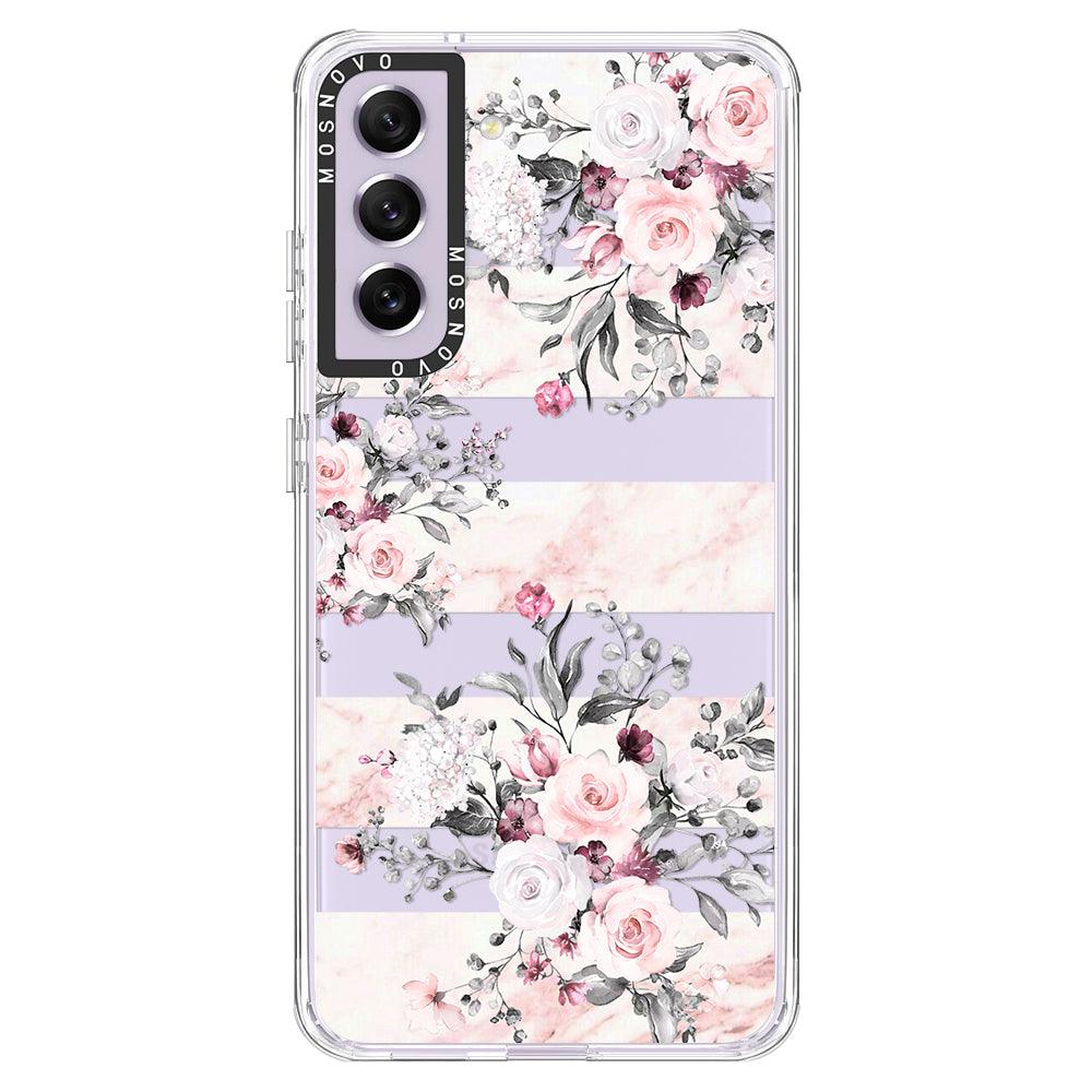 Pink Flower Marble Phone Case - Samsung Galaxy S21 FE Case - MOSNOVO