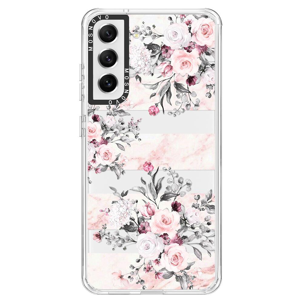 Pink Flower Marble Phone Case - Samsung Galaxy S21 FE Case - MOSNOVO