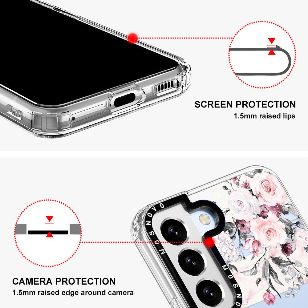 Pink Flower Marble Phone Case - Samsung Galaxy S22 Case - MOSNOVO