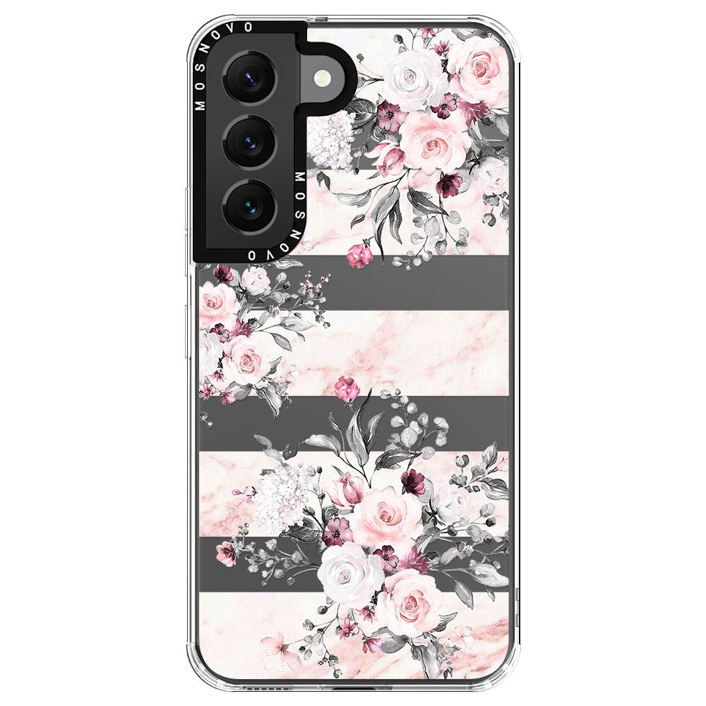 Pink Flower Marble Phone Case - Samsung Galaxy S22 Case - MOSNOVO