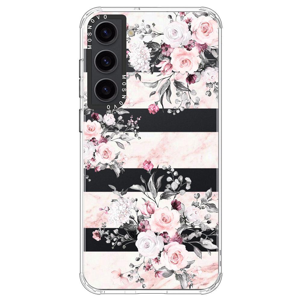 Pink Flower Marble Phone Case - Samsung Galaxy S23 Plus Case - MOSNOVO