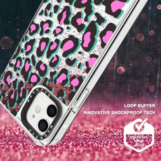 Pink Leopard Print Glitter Phone Case - iPhone 12 Case - MOSNOVO