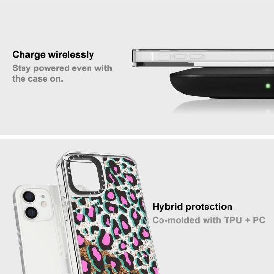 Pink Leopard Print Glitter Phone Case - iPhone 12 Mini Case - MOSNOVO