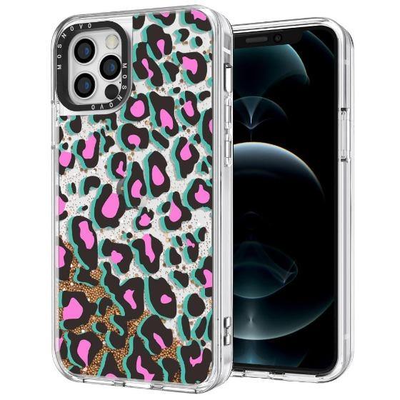 Pink Leopard Print Glitter Phone Case - iPhone 12 Pro Case - MOSNOVO