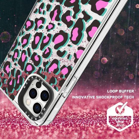 Pink Leopard Print Glitter Phone Case - iPhone 12 Pro Max Case - MOSNOVO