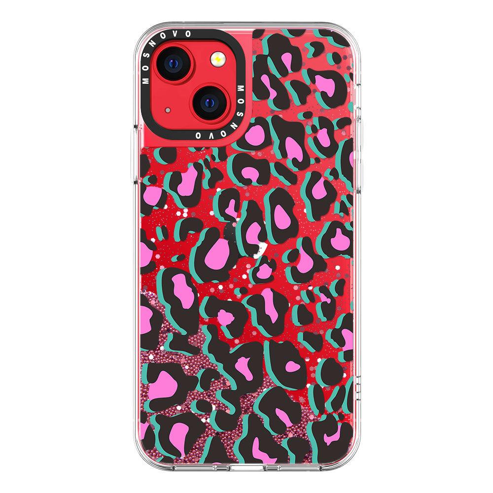 Pink Leopard Print Glitter Phone Case - iPhone 13 Case - MOSNOVO