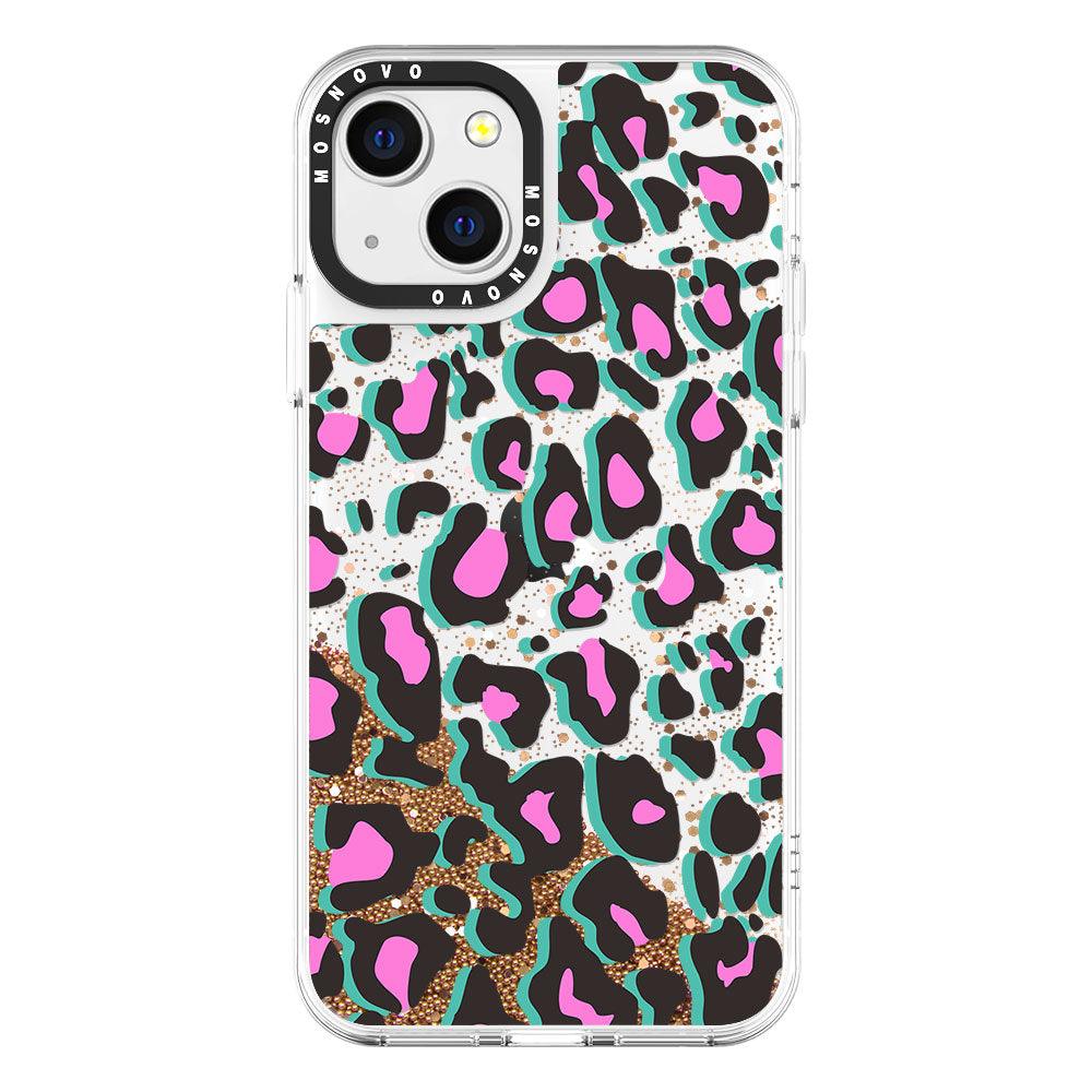 Pink Leopard Print Glitter Phone Case - iPhone 13 Case - MOSNOVO