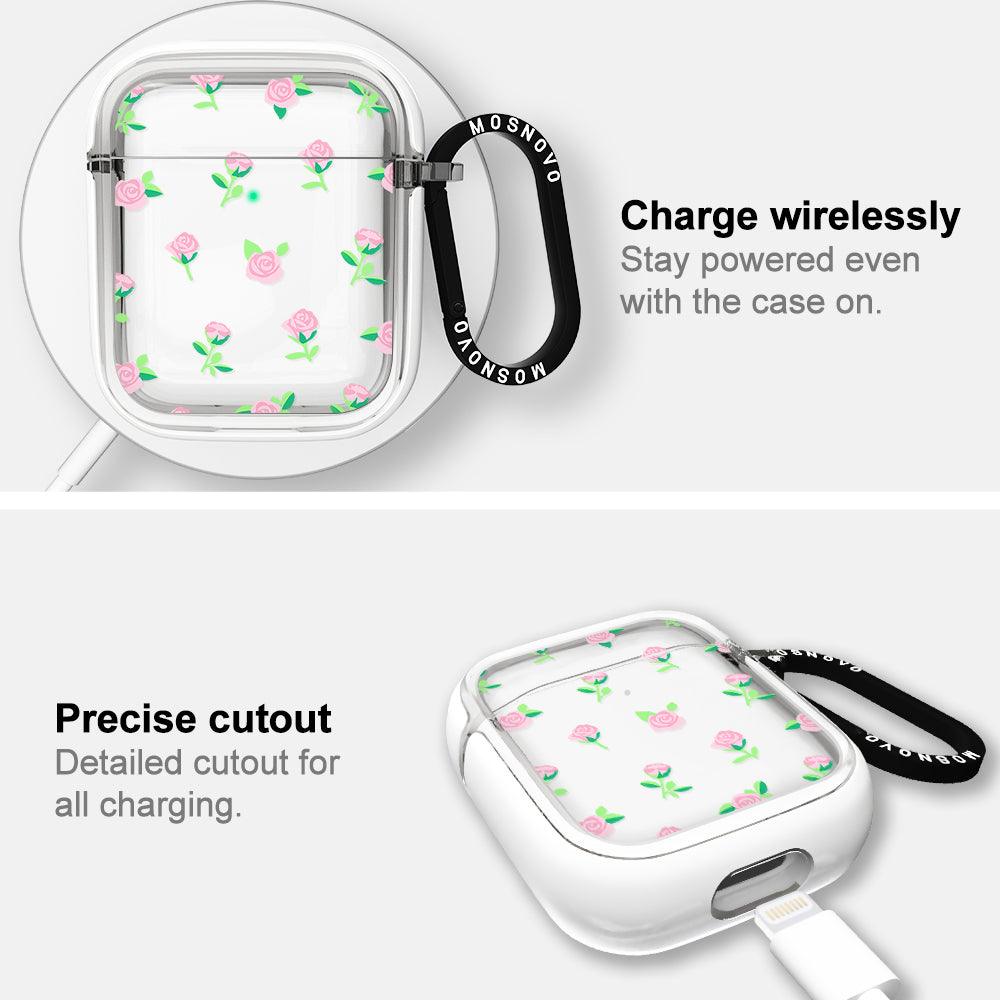 Pink Rose Floral AirPods 1/2 Case - MOSNOVO