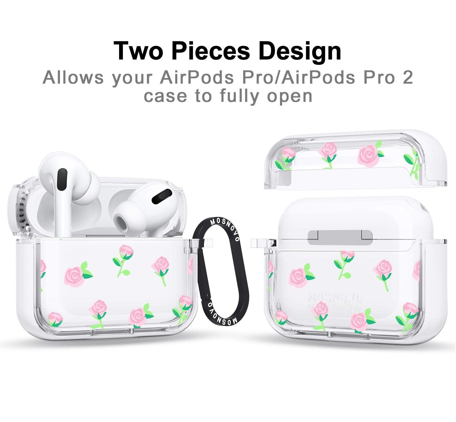 Pink Rose Floral AirPods Pro 2 Case (2nd Generation) - MOSNOVO